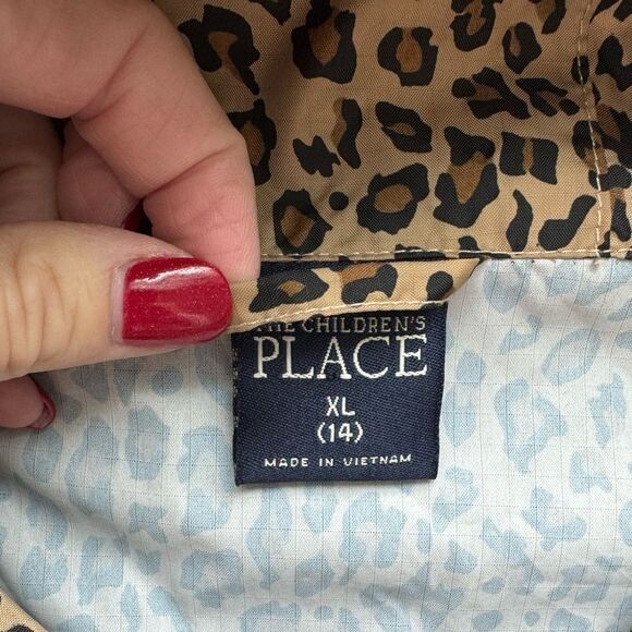 Children’s Place Rain Jacket Windbreaker Girl XL Animal Print Hooded Quarter Zip - Picture 11 of 16